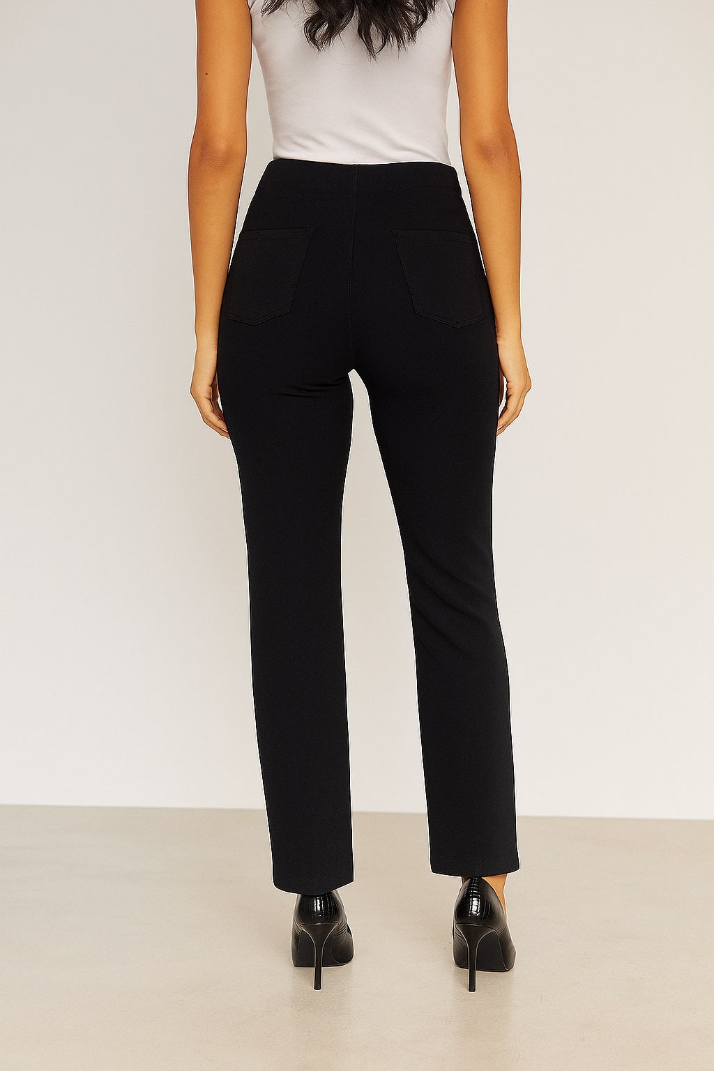 Load image in gallery, Straight pants with black rhinestone band
