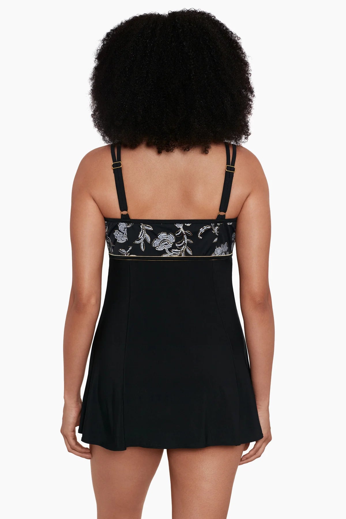 Upload image to gallery, Princess cut swimsuit dress with gold flowers Gilded Pleasure
