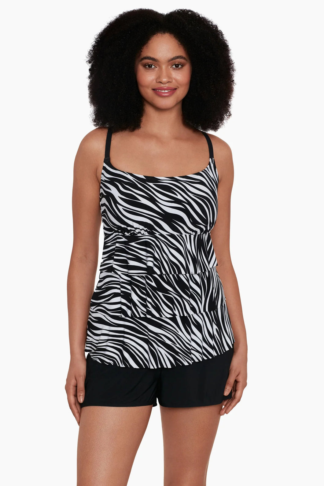 Animal Instinct 1p shortini jersey with pockets and ruffles