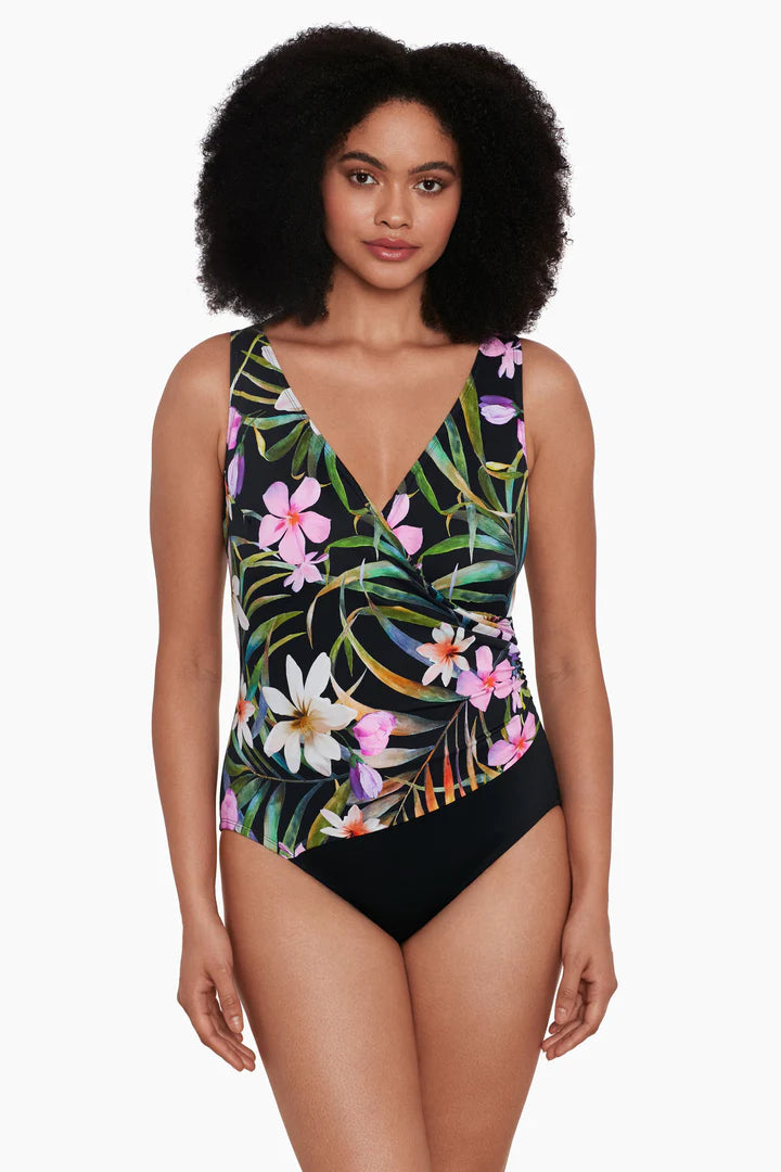 Elysian Fields 1p cover-up swimsuit with exotic floral print