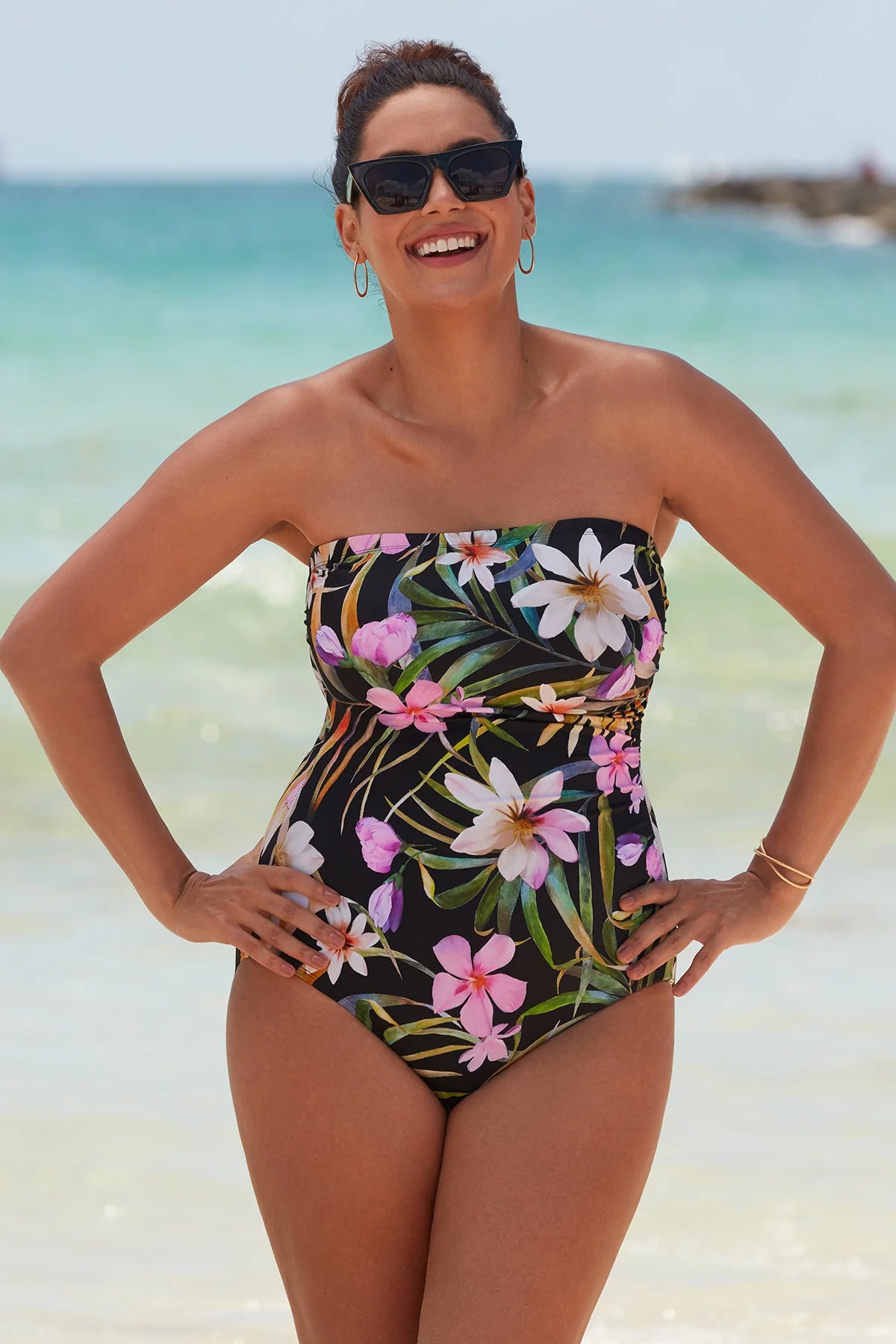 Charger l'image dans la galerie, Maillot 1pc bandeau imp. fleurs exotiques Elysian Fields
