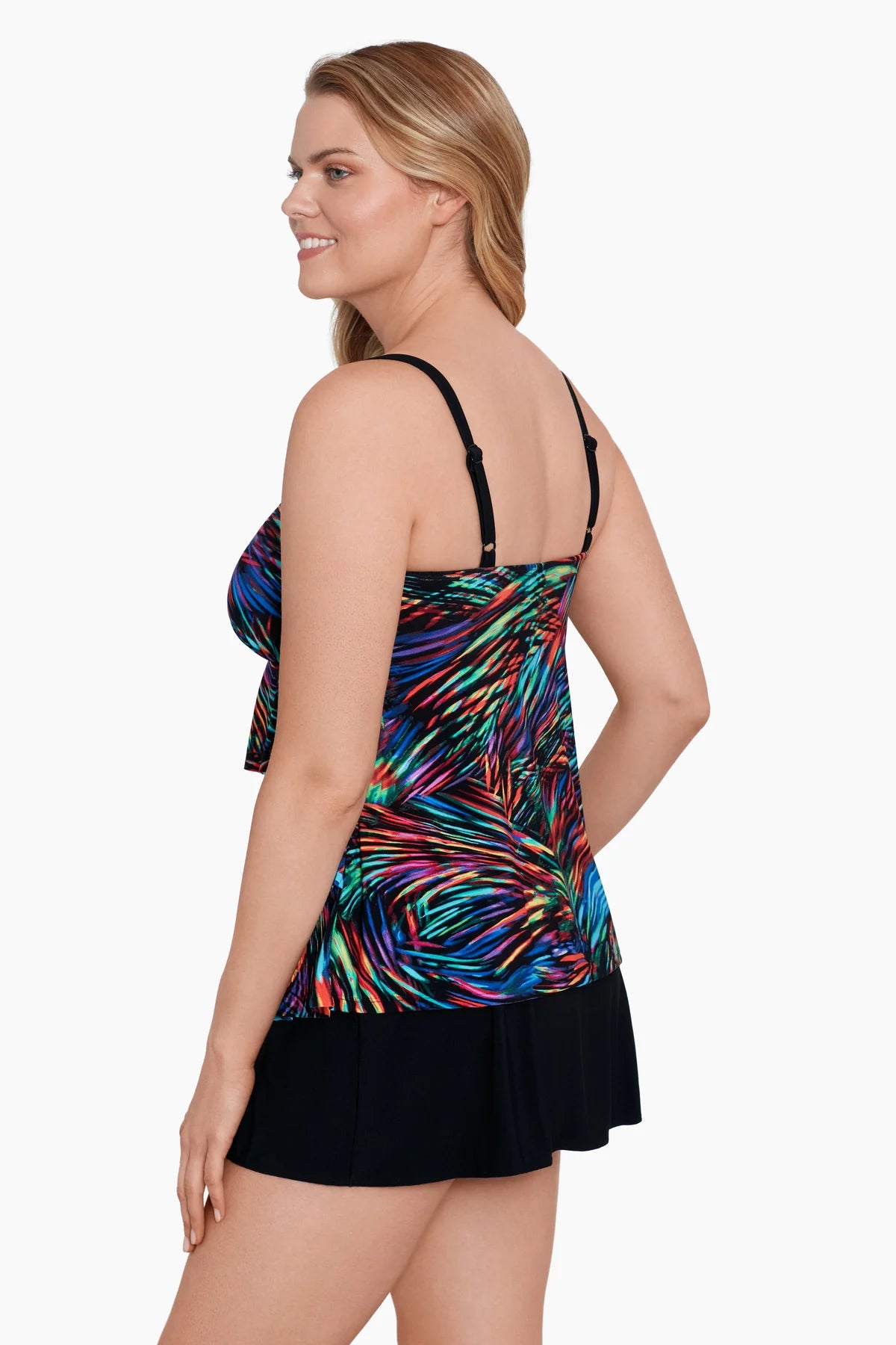 Upload image to gallery, Rainbow Glow ruffled swimsuit dress with pockets
