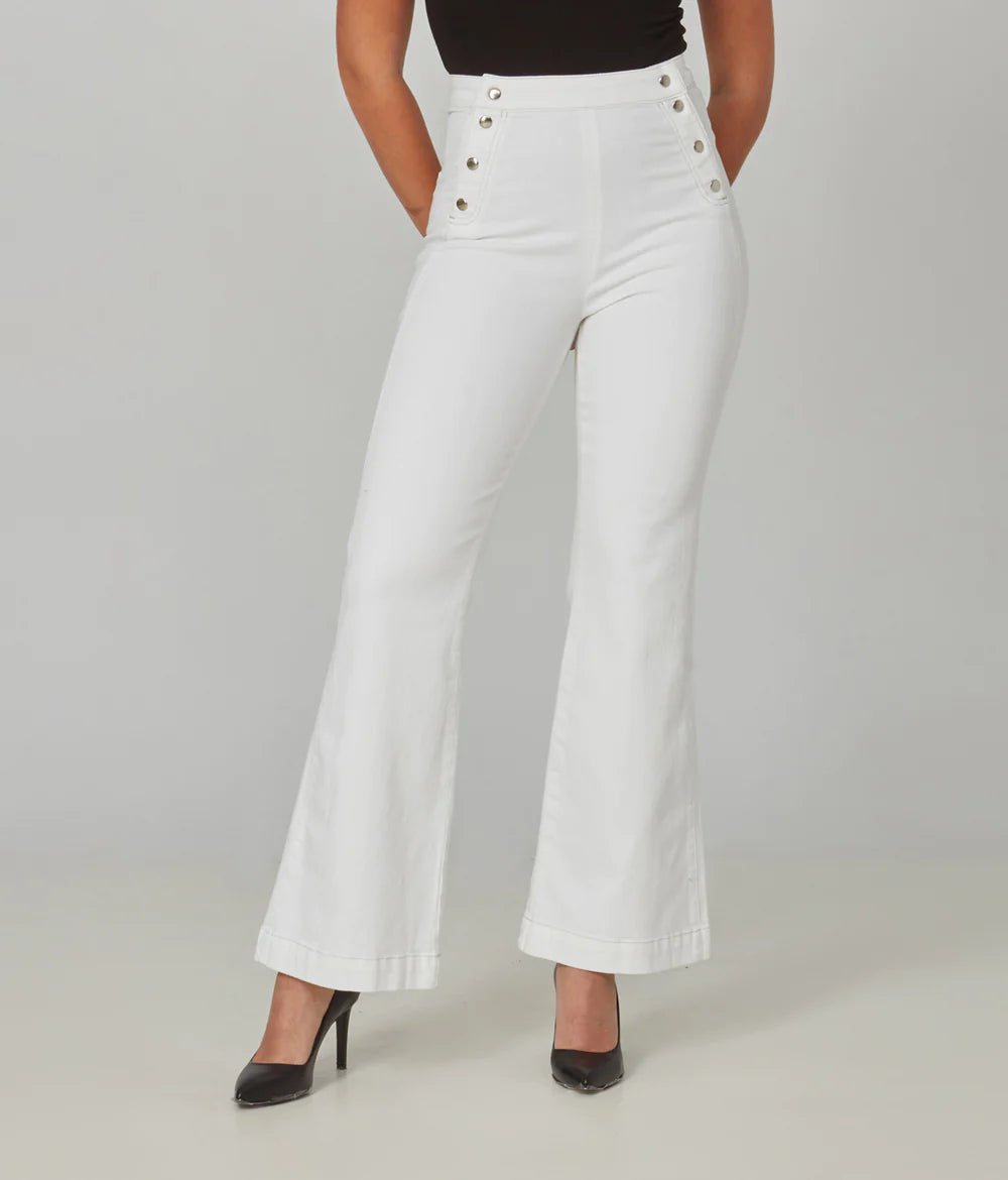 Charger l'image dans la galerie, Pantalon jean évasé boutons latéraux - Lola Jeans
