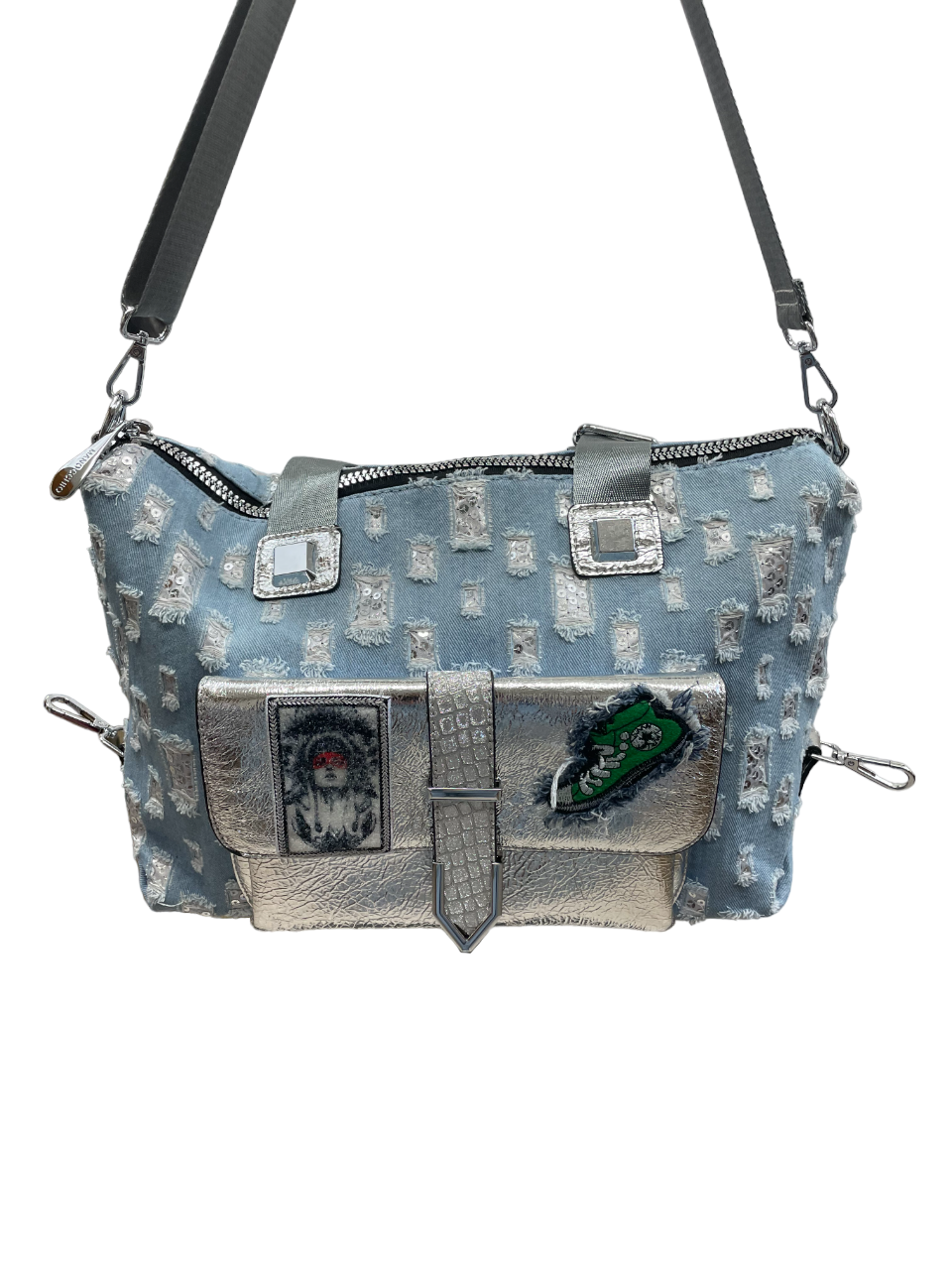 Handbag with appliqué and sequins