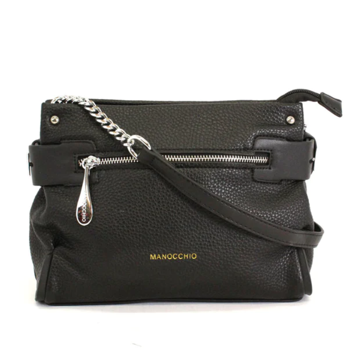 Textured handbag with front and back pockets