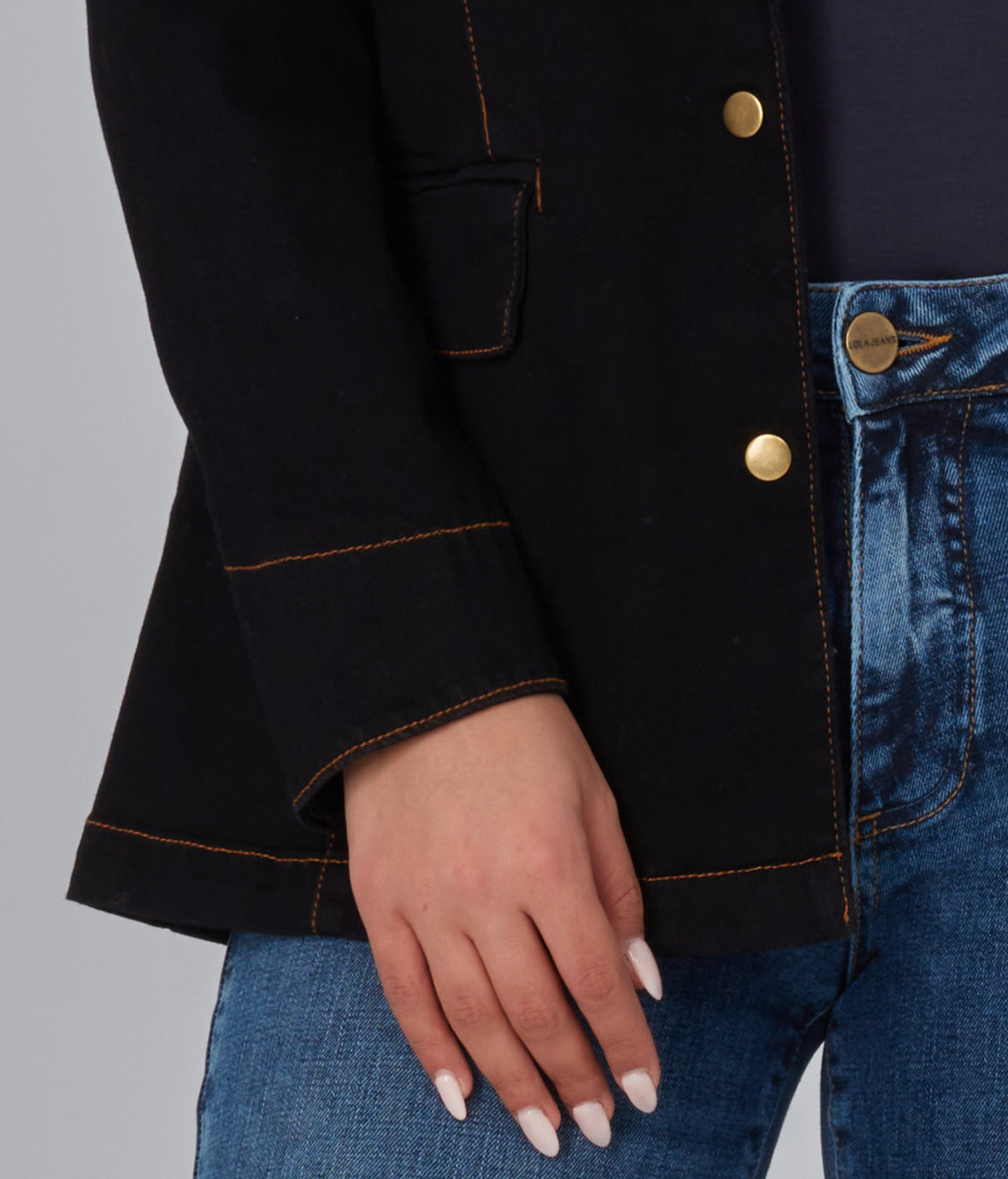 Charger l'image dans la galerie, Veste-blazer en jean extensible avec coutures contrastantes
