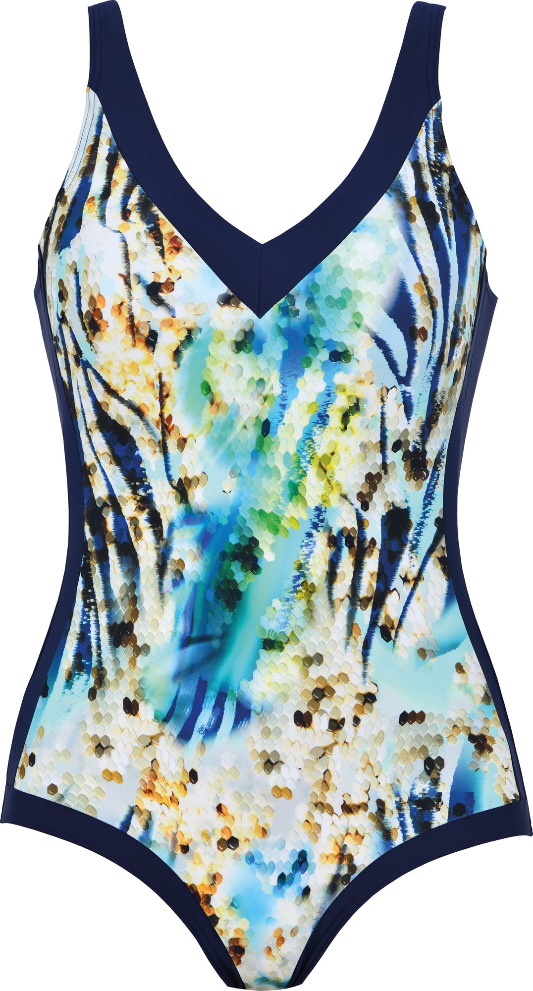 Charger l'image dans la galerie, Maillot 1pc V imp. à l'avant Oasis de l'océan
