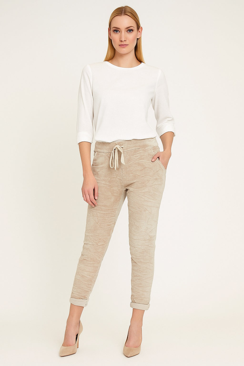 Upload image to gallery, Velvet Finish Crinkle Pants - Italy
