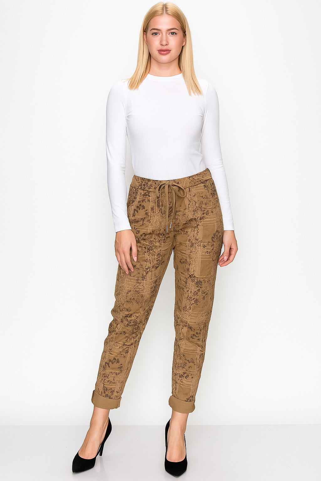 Printed crinkle trousers with a glossy touch - Italy
