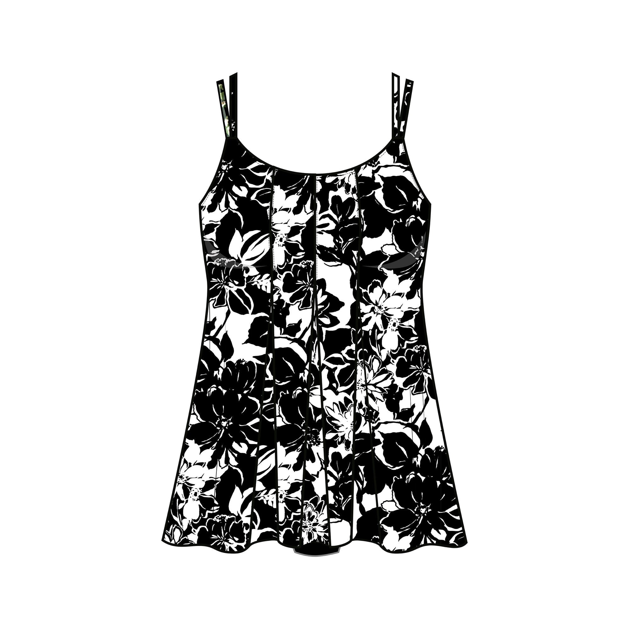 Upload image to gallery, Bloomfield flowers pleated front swimsuit dress

