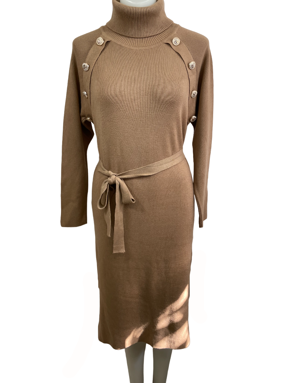 Charger l'image dans la galerie, Robe en tricot avec boutons dorés + ceinture

