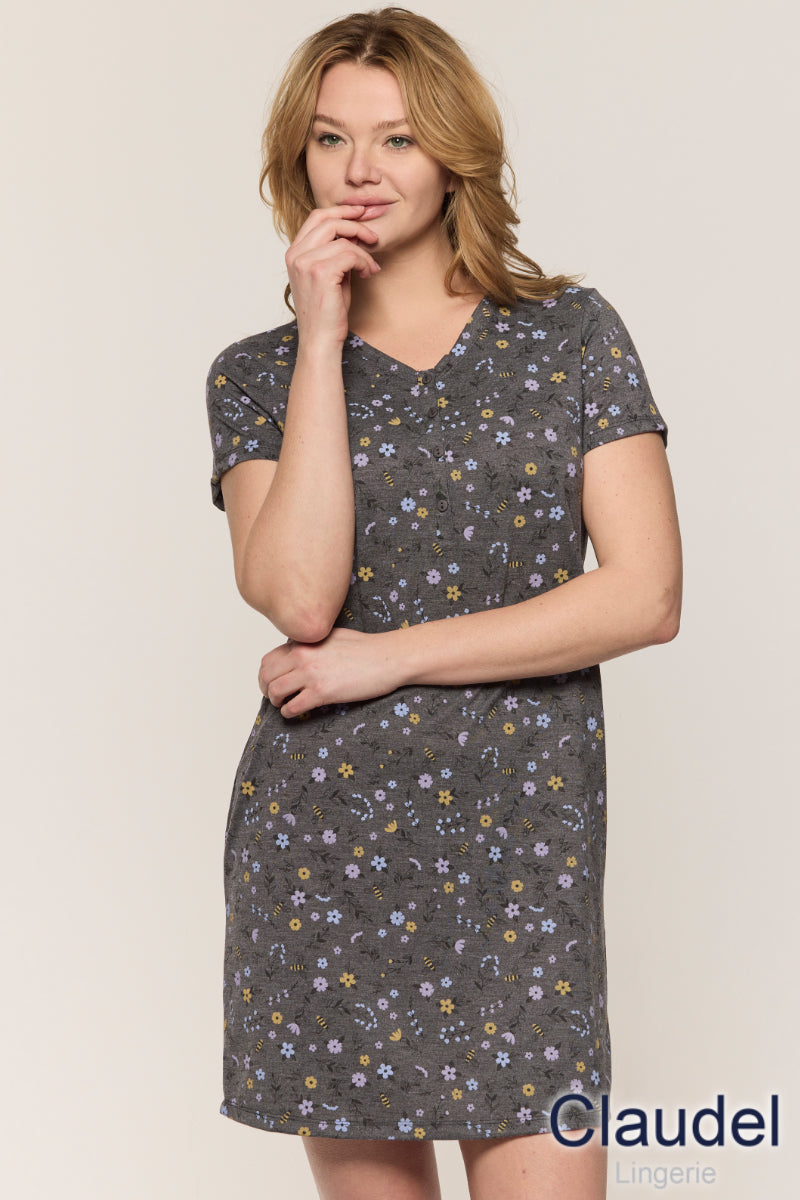 Upload image to gallery, Floral/Bee Print Nightgown
