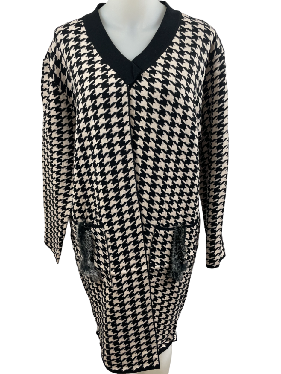 Charger l'image dans la galerie, Cardigan long en tricot pieds de poule
