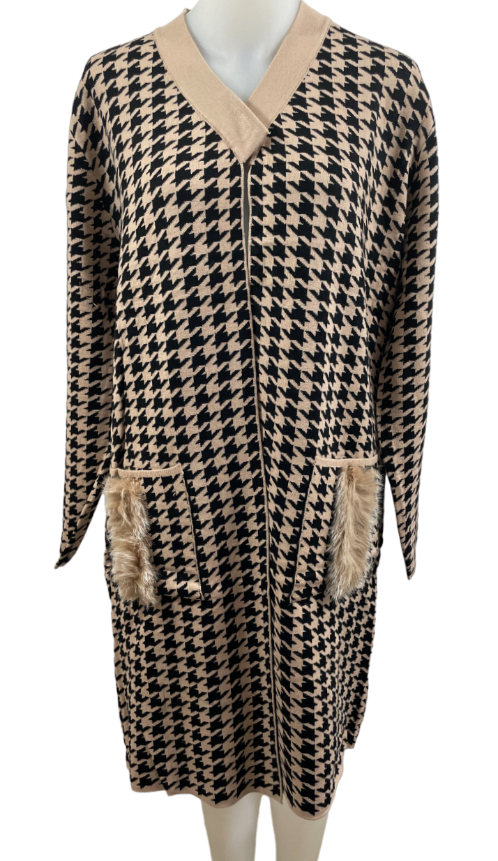 Charger l'image dans la galerie, Cardigan long en tricot pieds de poule
