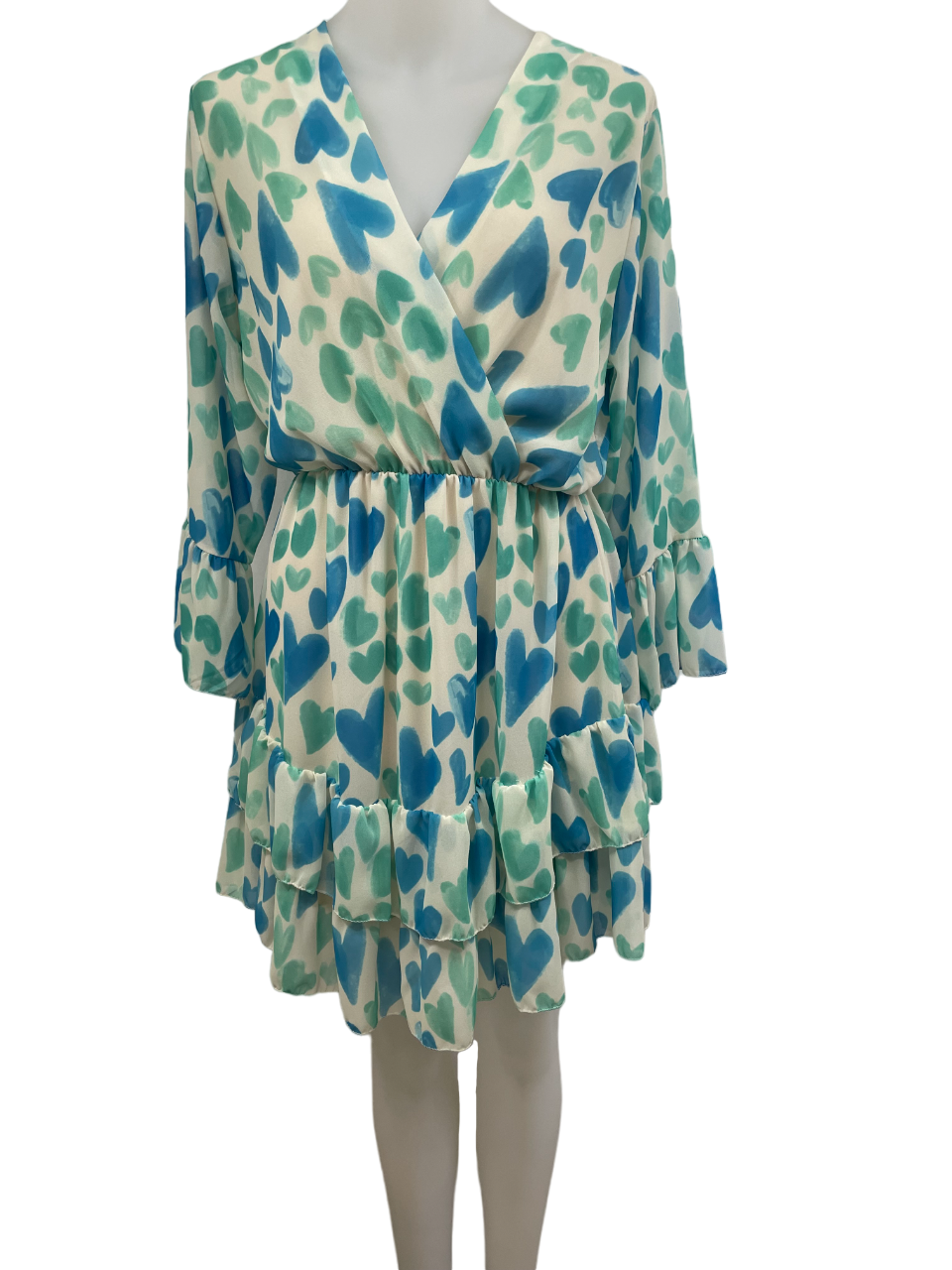 Charger l'image dans la galerie, Robe en chiffon imp. cœurs et doublée avec froufrous
