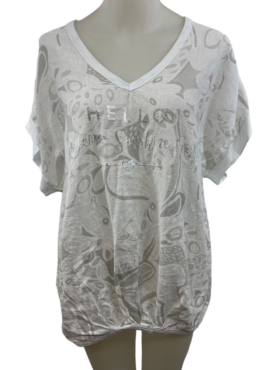 Upload image to gallery, Printed Top pleated at front and adorned with lustrous scripts
