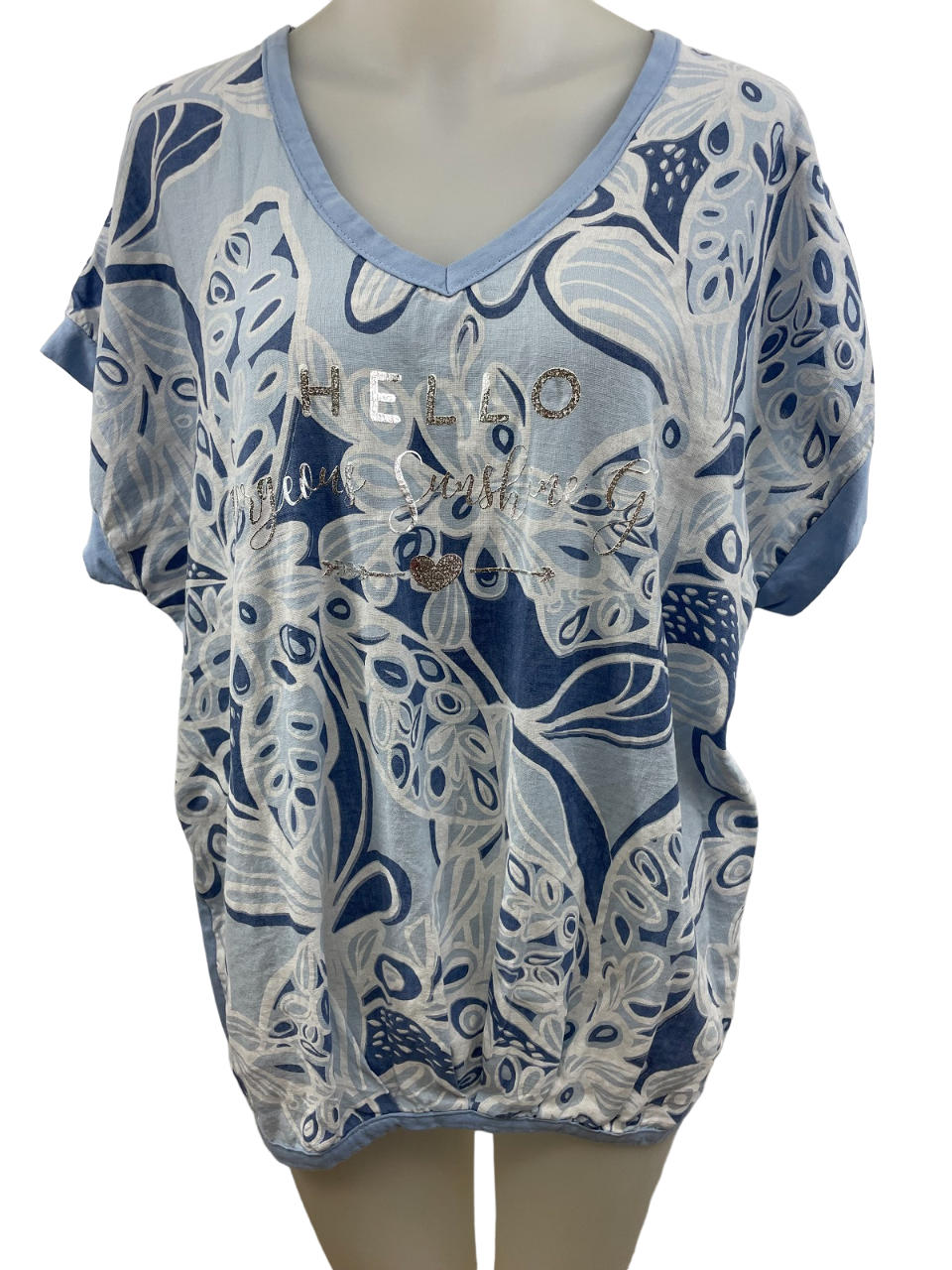Upload image to gallery, Printed Top pleated at front and adorned with lustrous scripts
