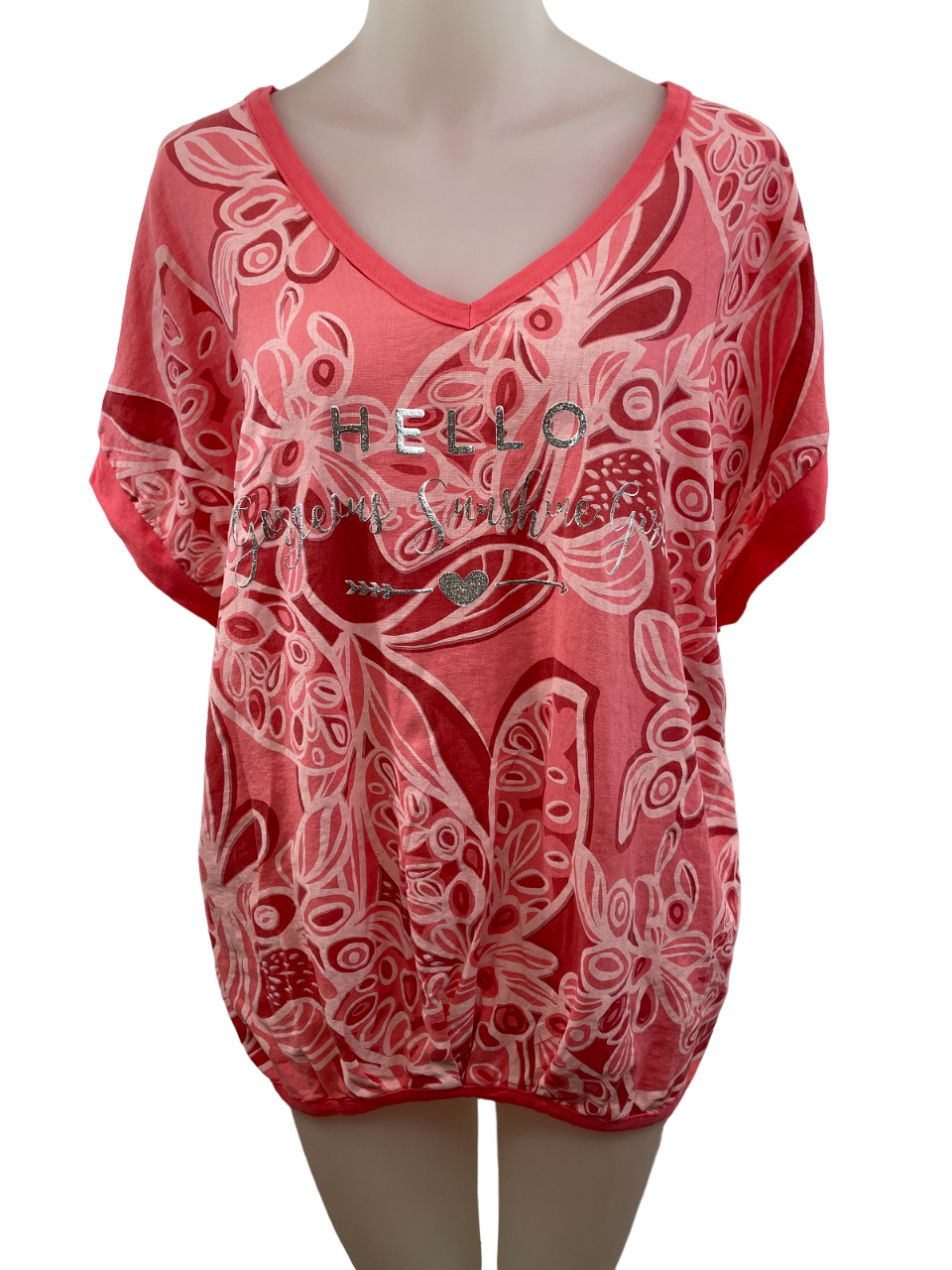 Upload image to gallery, Printed Top pleated at front and adorned with lustrous scripts
