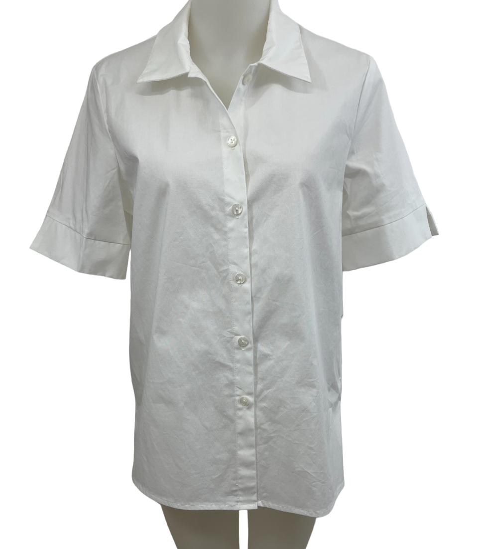 Plain cotton blouse with side slits