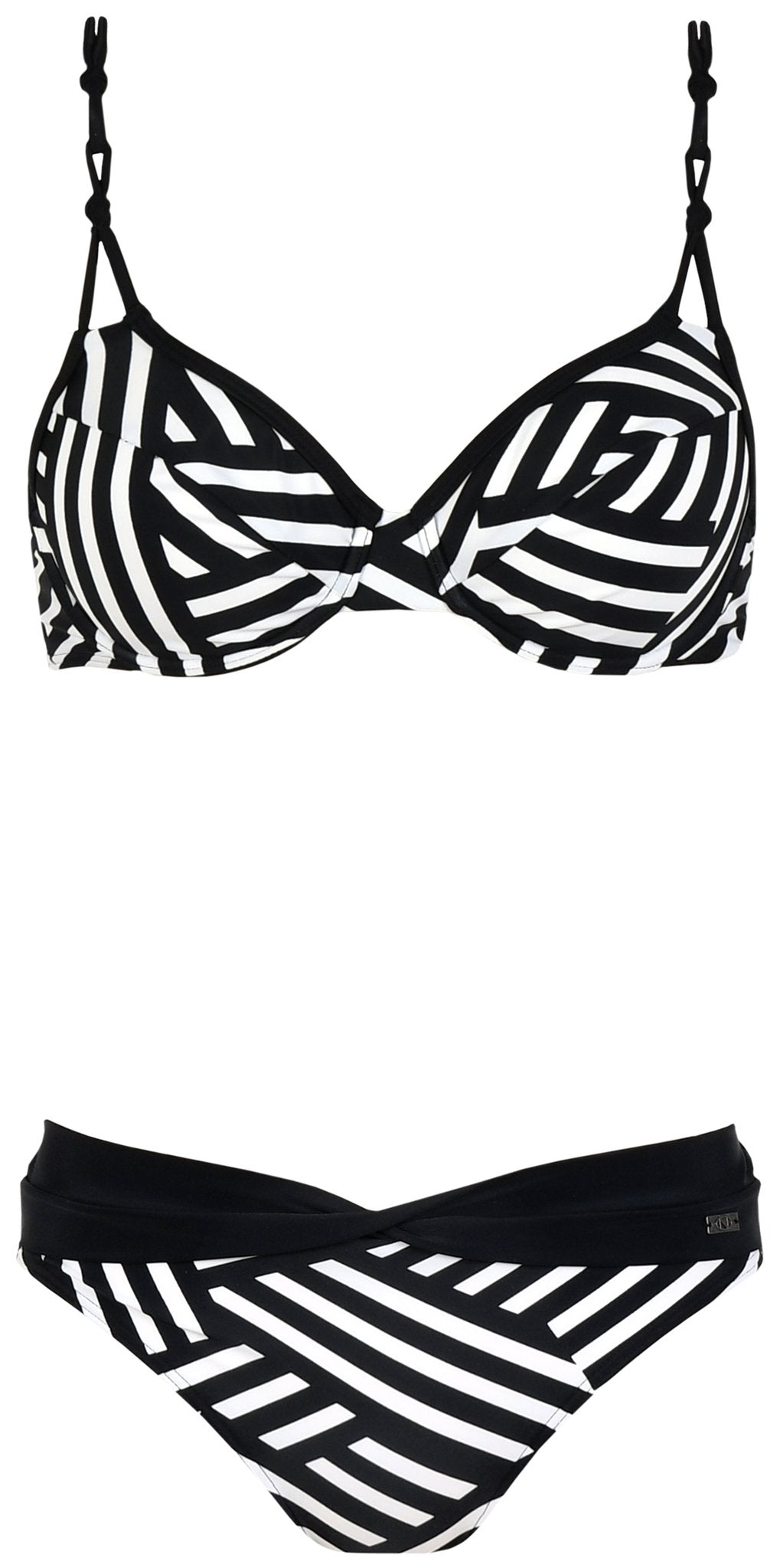 Swimsuit and bikini set with stripe print