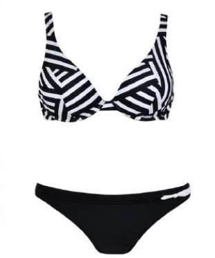 Charger l'image dans la galerie, Ensemble maillot bikini coussiné au haut imprimé d'un jeu de rayures
