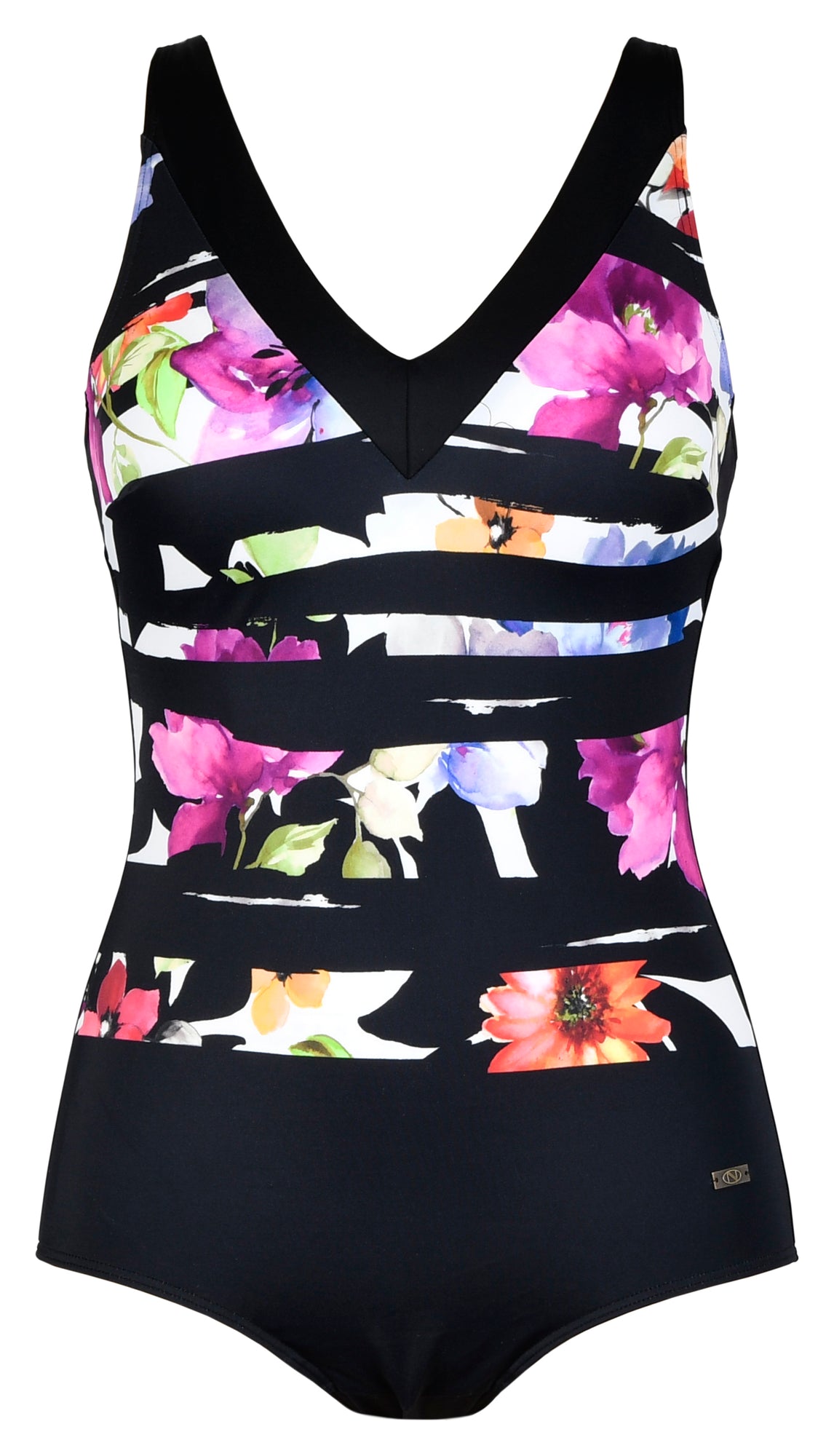 Upload image to gallery, Maillot 1 pce fleuri ligné

