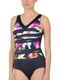 Upload image to gallery, Maillot 1 pce fleuri ligné

