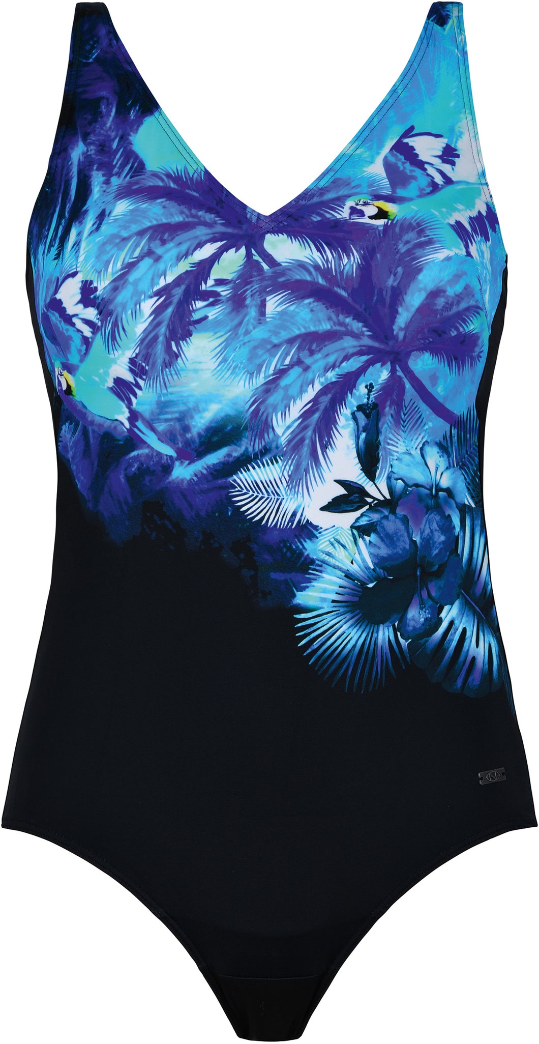 1 pc v-neck swimsuit with palm tree print on bias