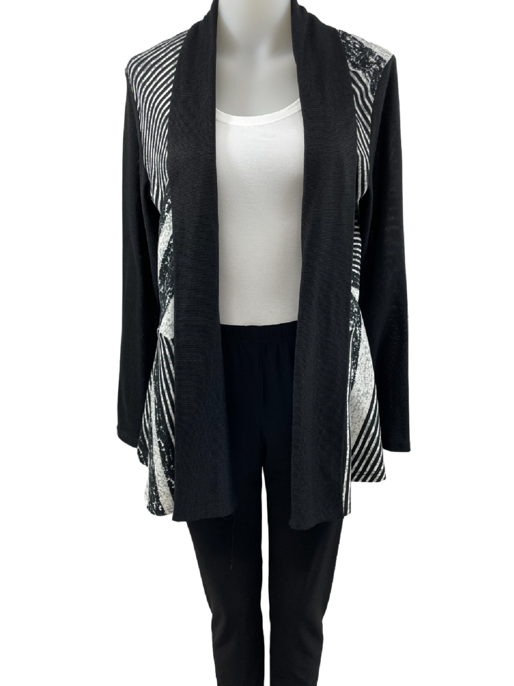 Multi-striped bolero, cinched at the waist