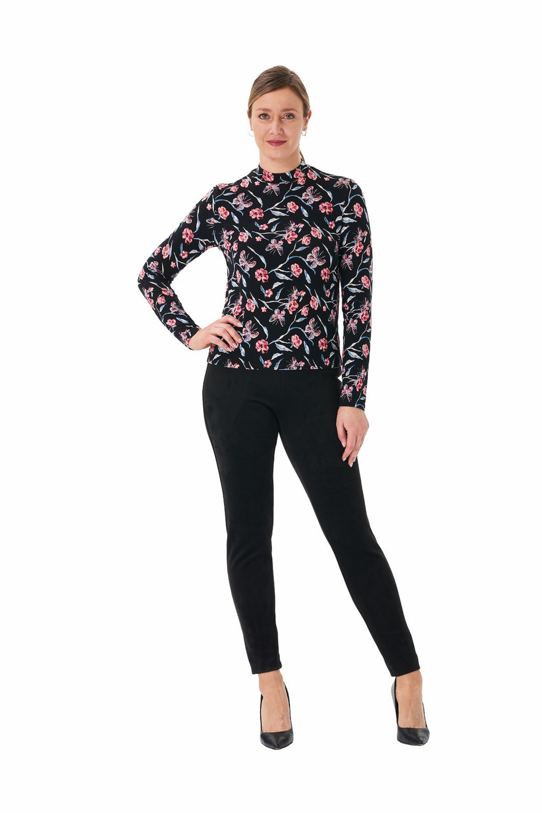 Butterflies and flowers printed blouse