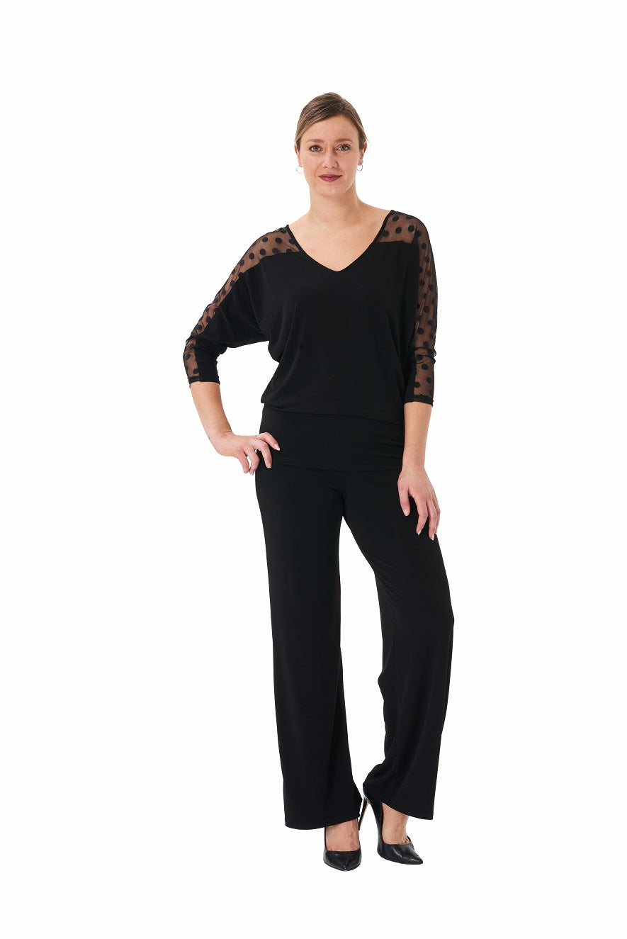 Plain Lexie Top with semi-transparent polka dots