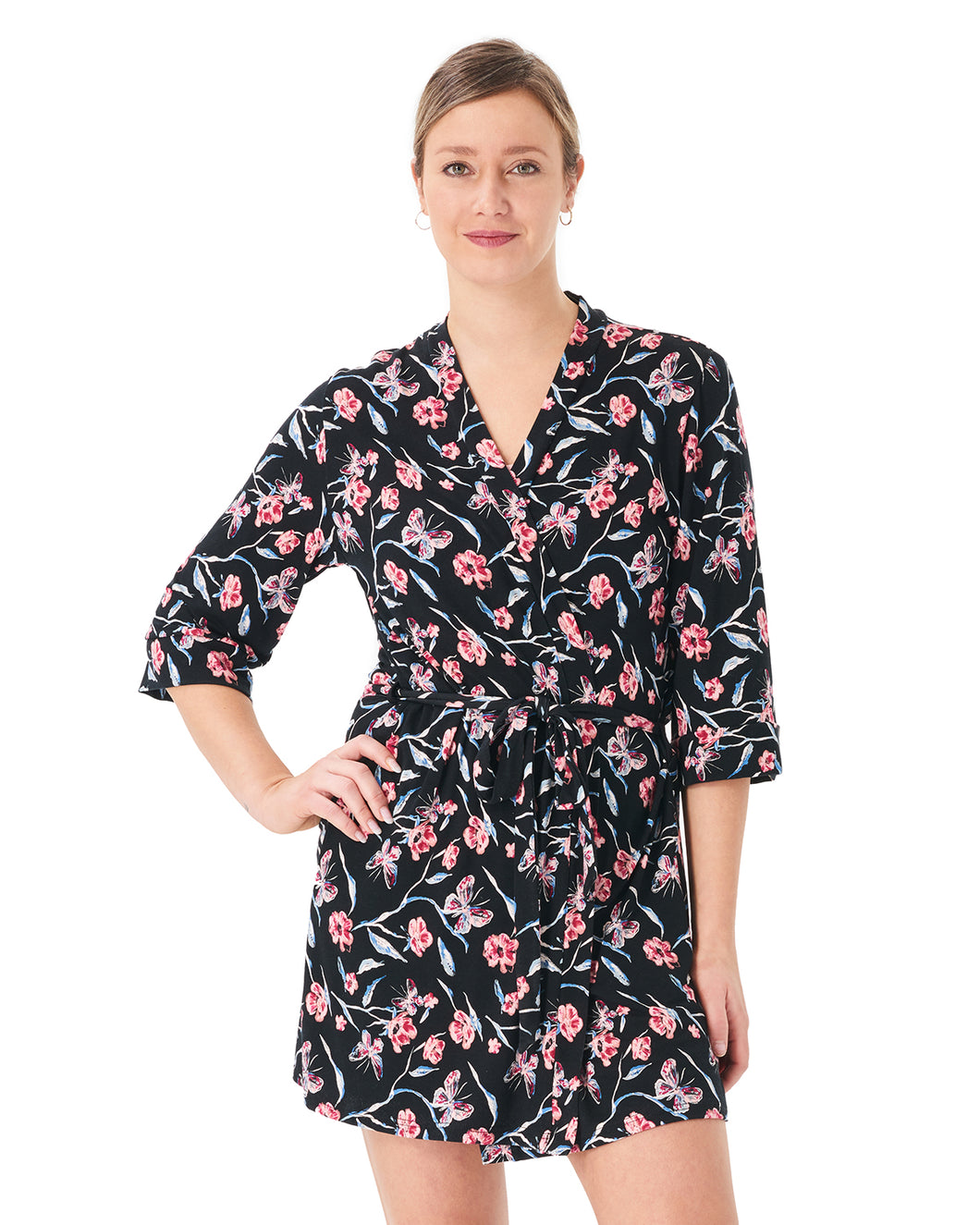 Butterfly print bathrobe