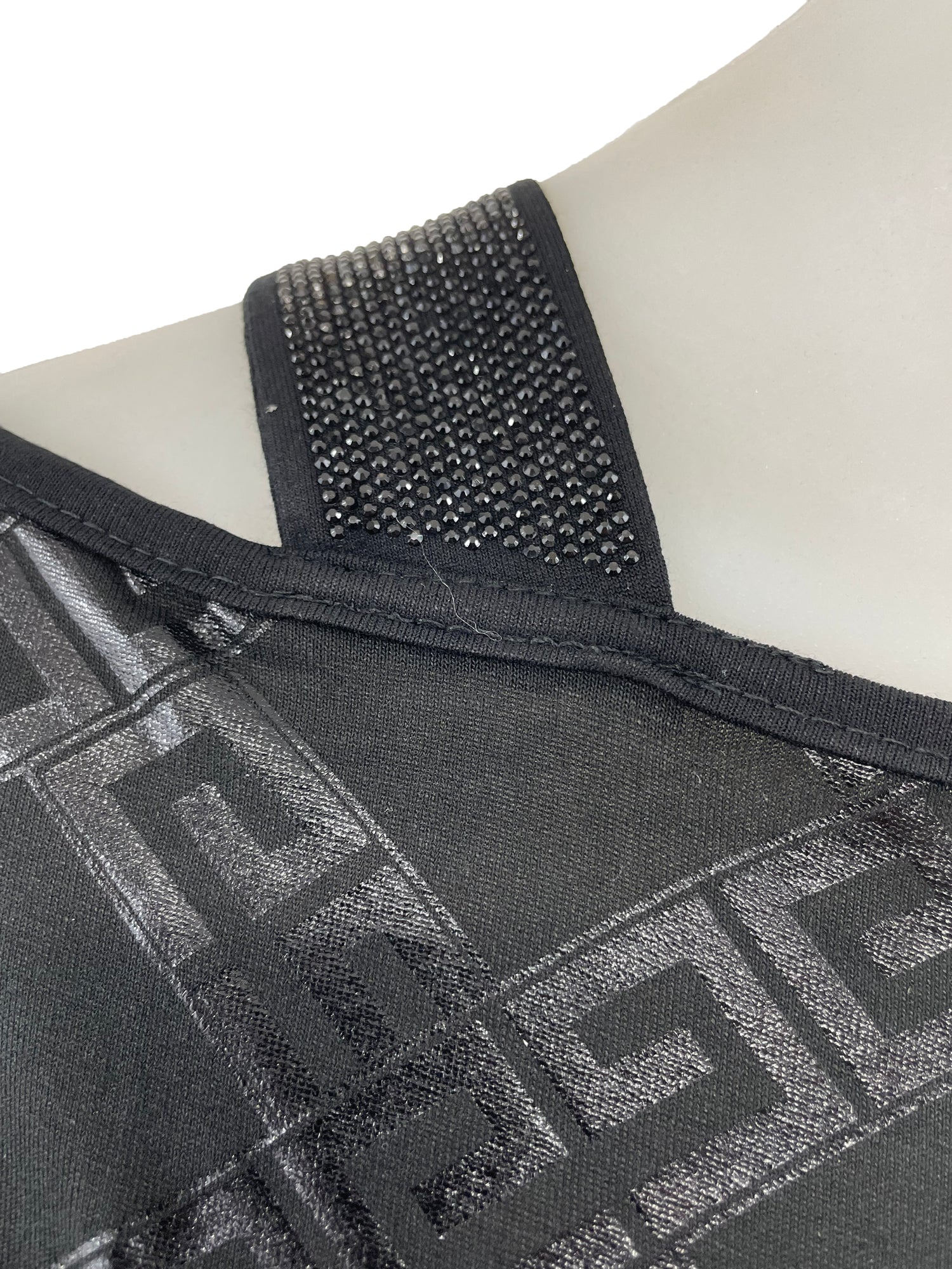 Upload image to gallery, Top printed tone-on-tone with lustrous bias embellished with rhinestones/seals
