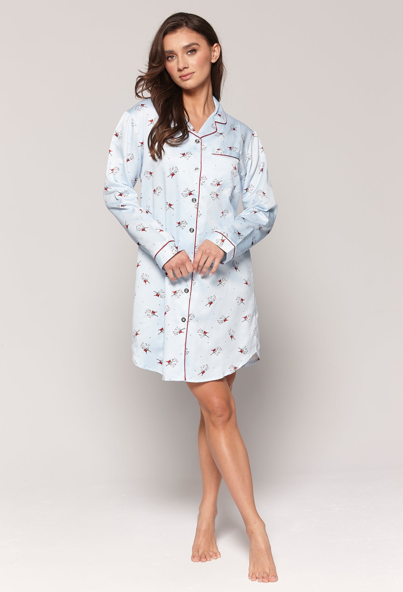 Charger l'image dans la galerie, Chemise en satin brossé imprimée oiseaux

