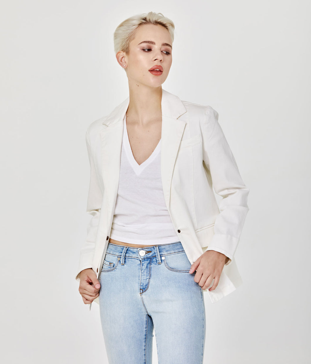 Stretch denim blazer jacket
