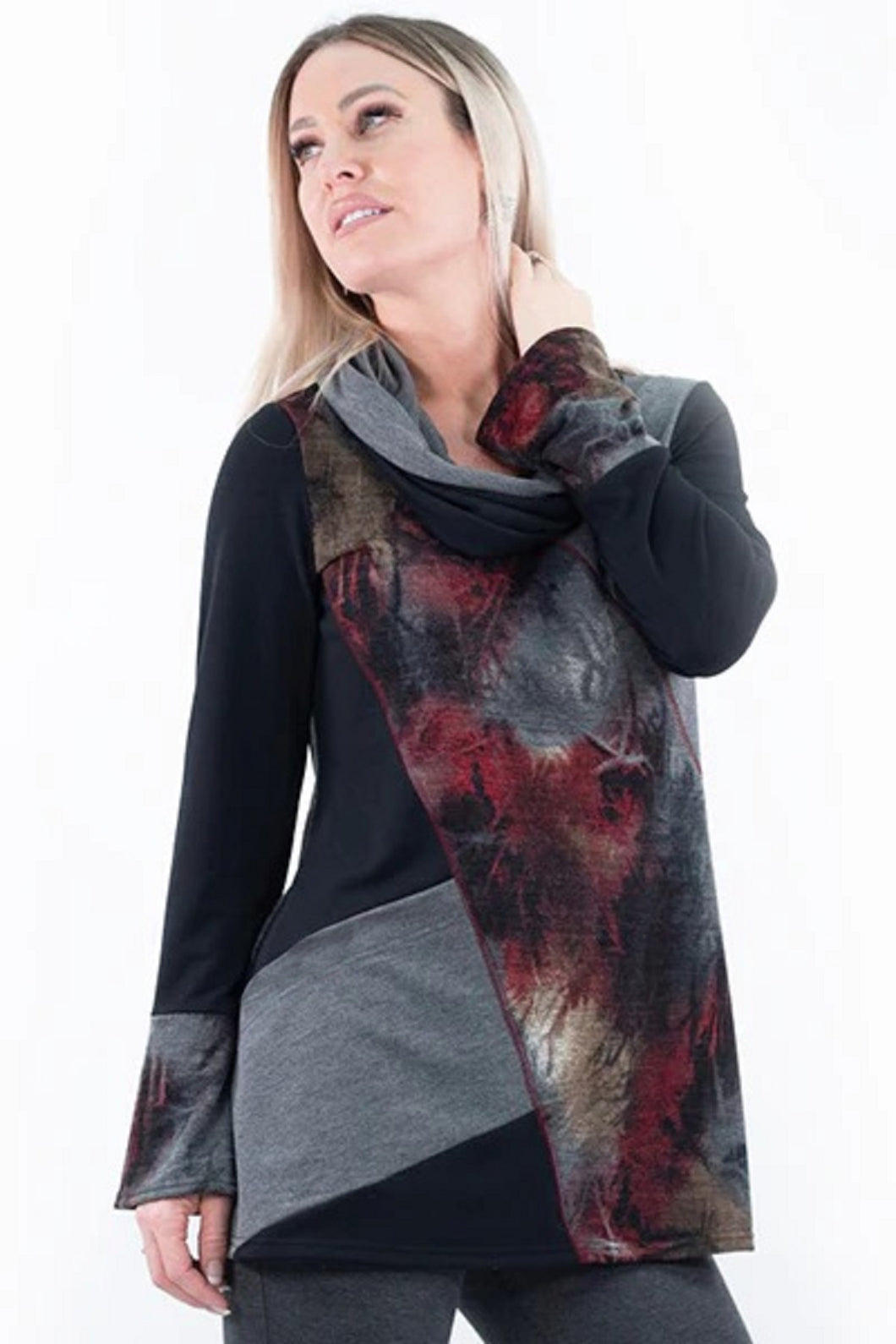 Asymmetrical cut-out Top with circular scarf - Michael Tyler