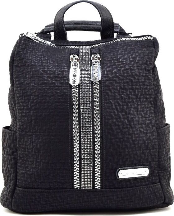 Textured backpack adorned with studded band