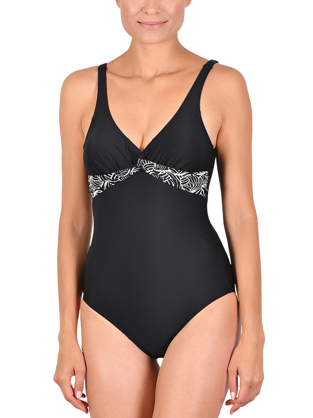 Upload image to gallery, Maillot 1 pce uni avec drapé imprimé
