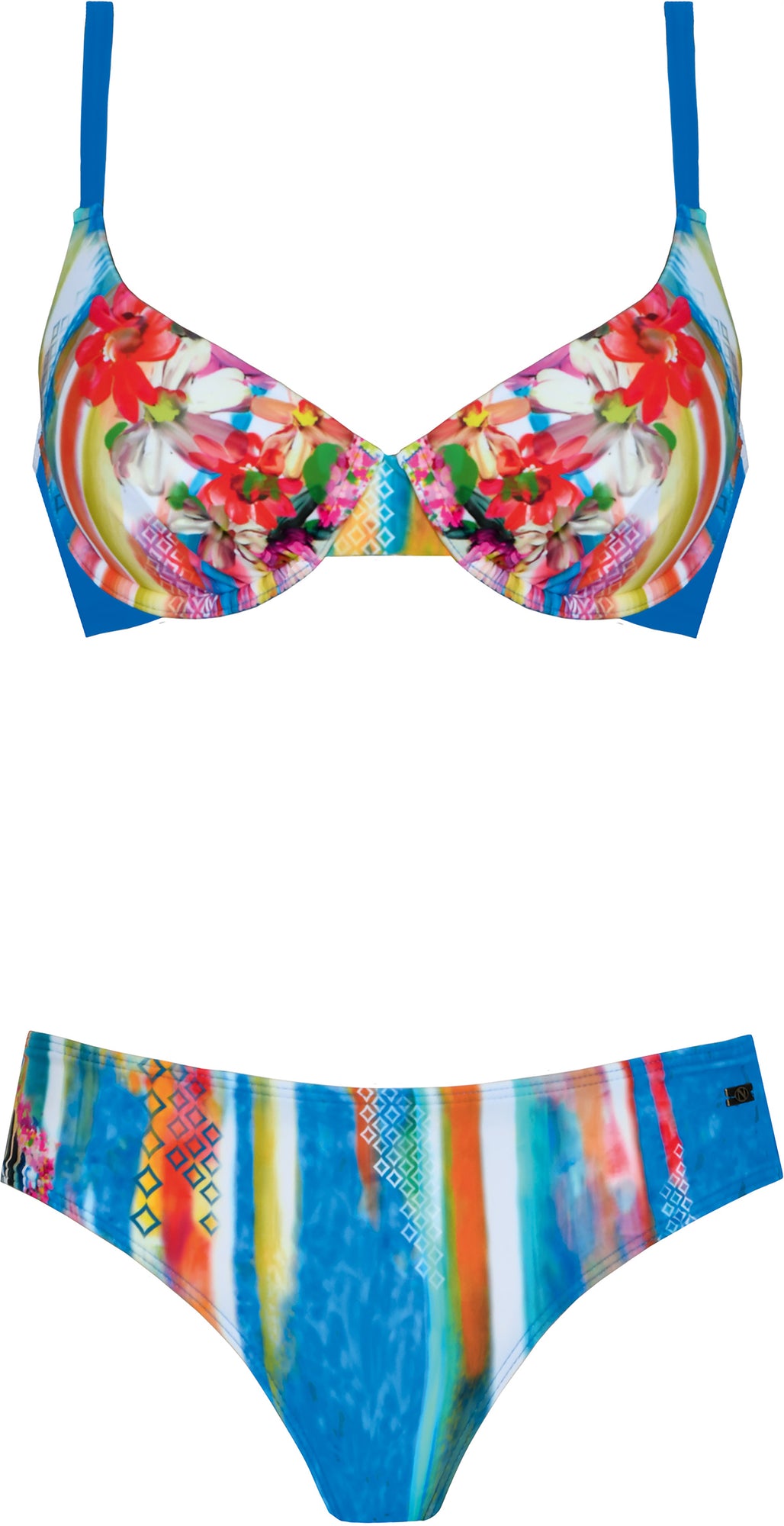 Charger l'image dans la galerie, Ensemble maillot bikini coussiné imprimé floral multi
