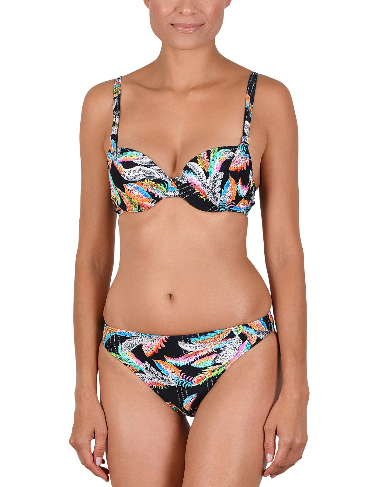 Charger l'image dans la galerie, Ensemble maillot bikini coussiné imprimé de plumes
