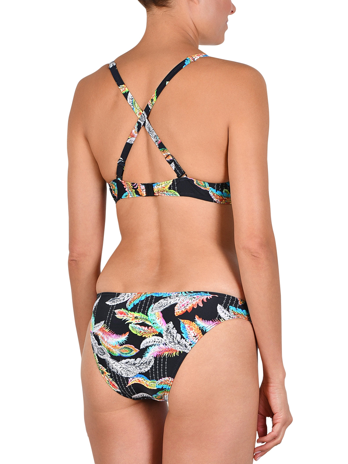 Charger l'image dans la galerie, Ensemble maillot bikini coussiné imprimé de plumes
