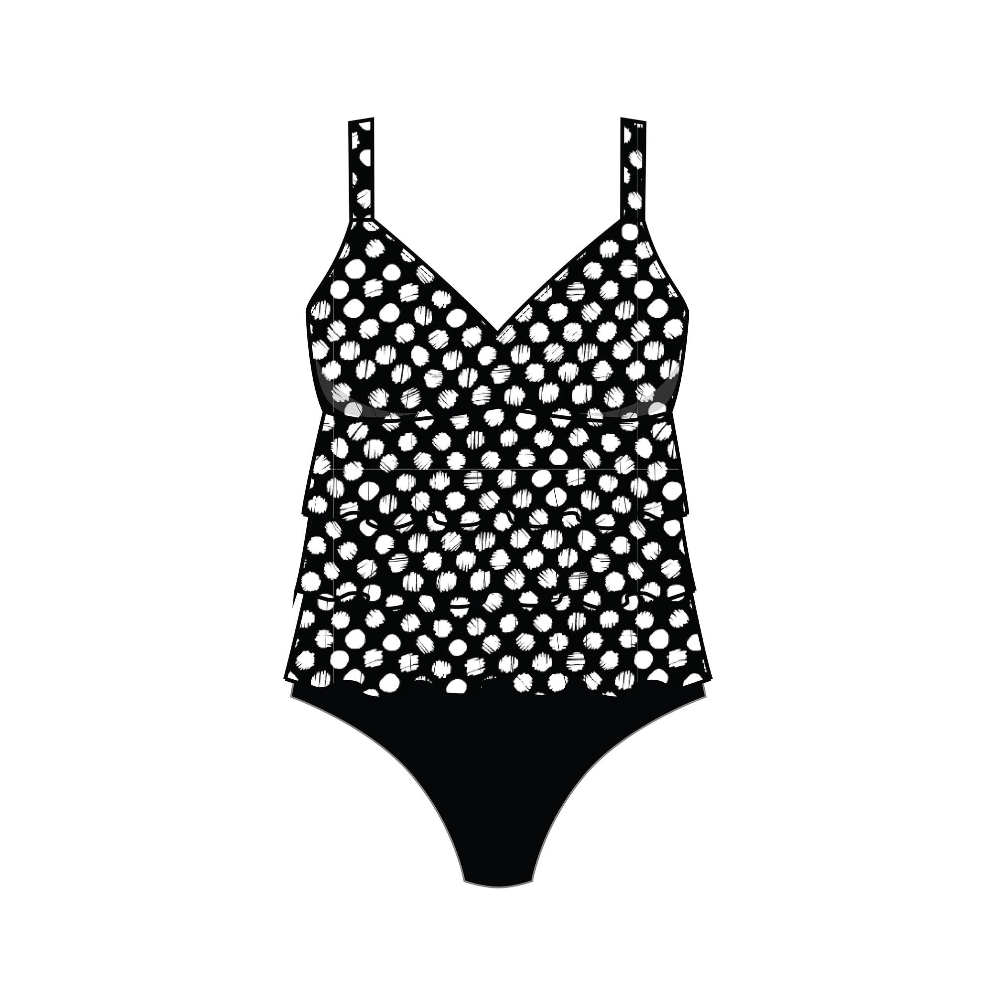 Upload image to gallery, Maillot 1 pce fauxkini à rangées de volants
