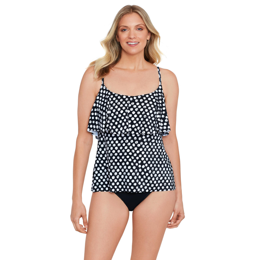 Tankini swimsuit Top with row of ruffles suitable for mastectomy
