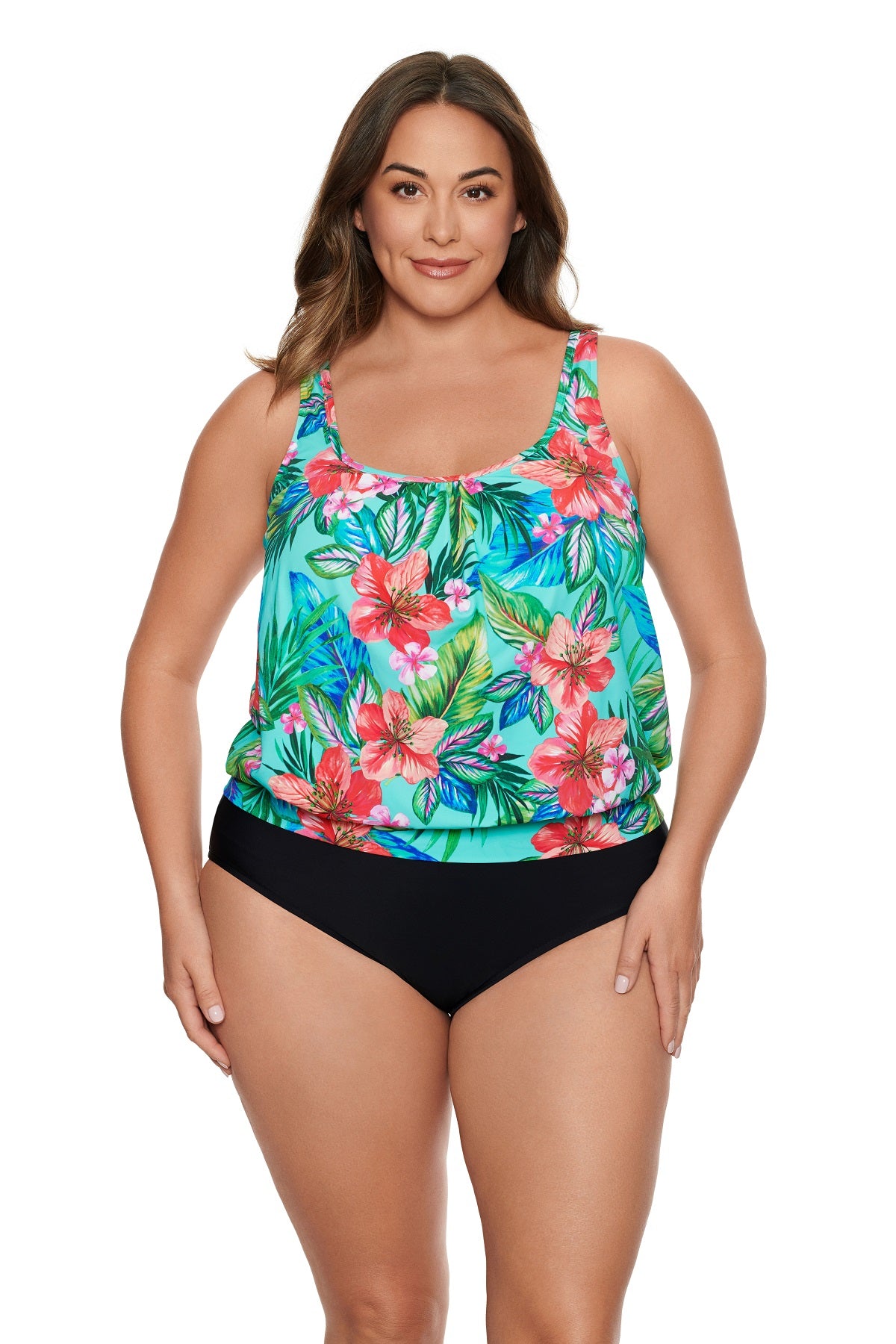 Charger l'image dans la galerie, Haut de maillot tankini-blouson séparé imp. Taste of Tropic - Tailles Plus
