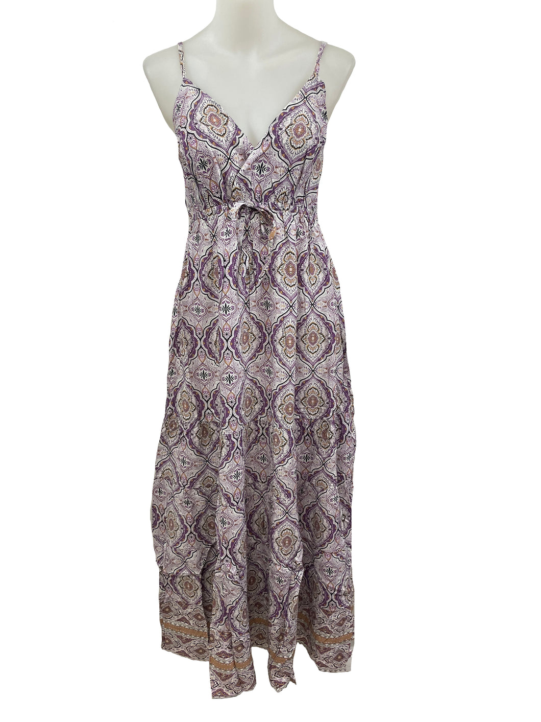 Robe soleil longue au haut croisé imp. paisley