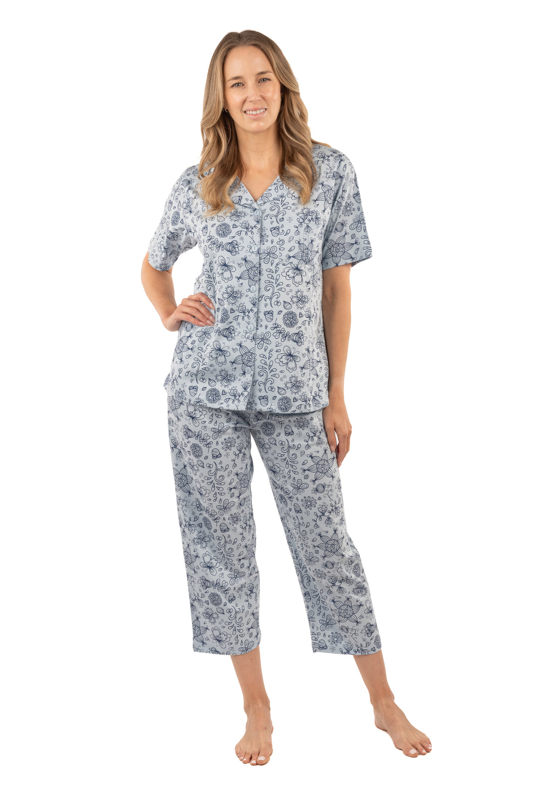 Pyjama capri boutonné imprimé