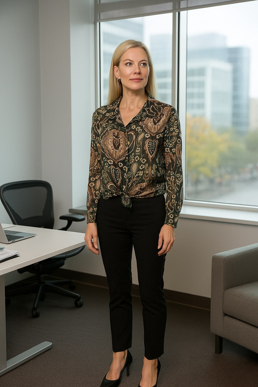 Charger l&#39;image dans la galerie, Chemisier en chiffon imprimé avec lurex
