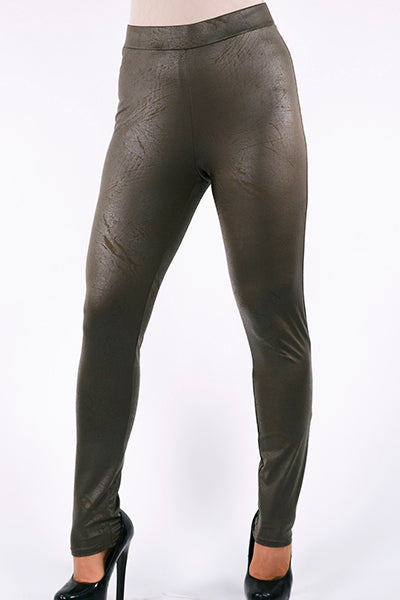 Pantalon legging en cuir ''vegan'' texturé extensible