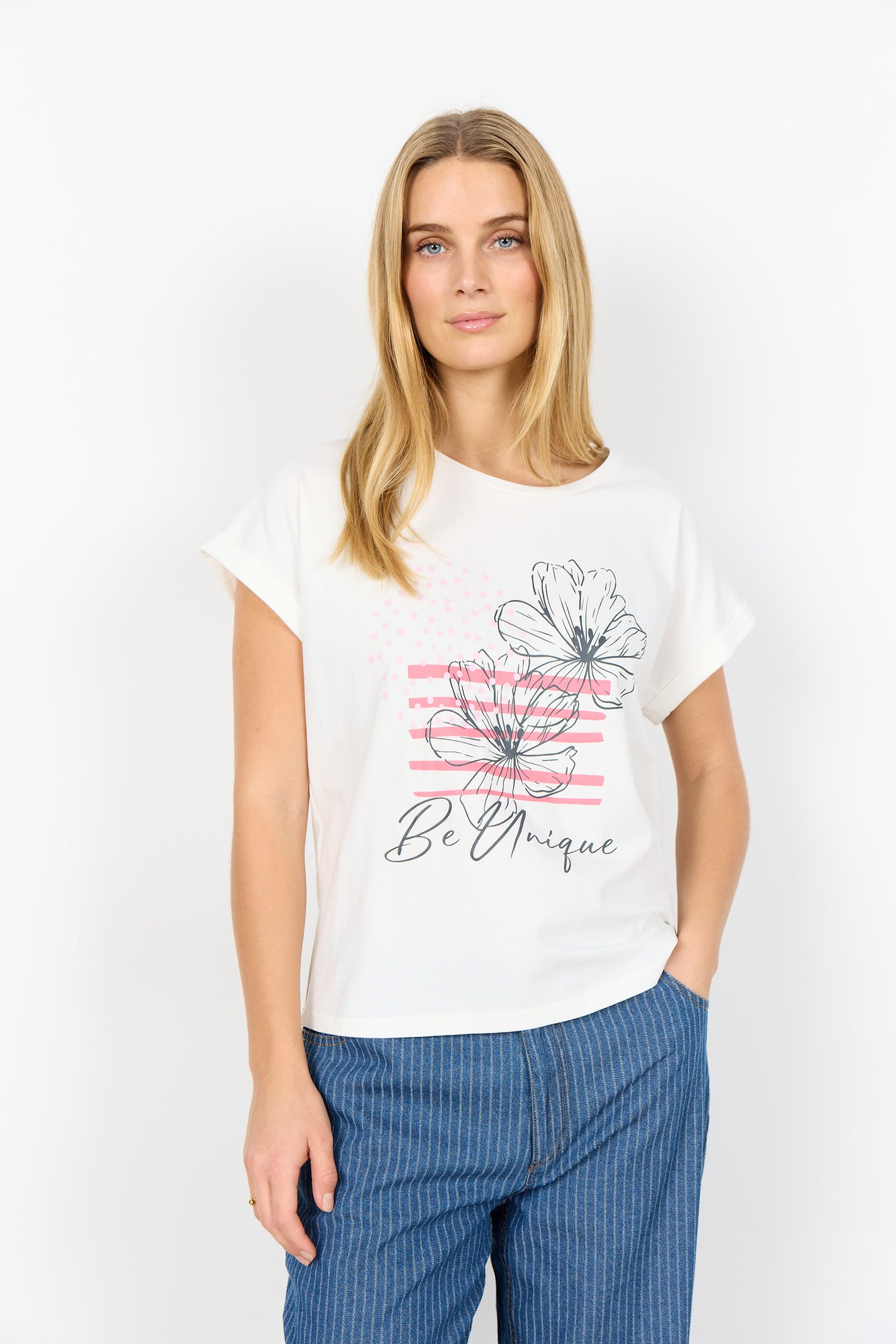 Charger l'image dans la galerie, T-shirt Be Unique en coton imprimé

