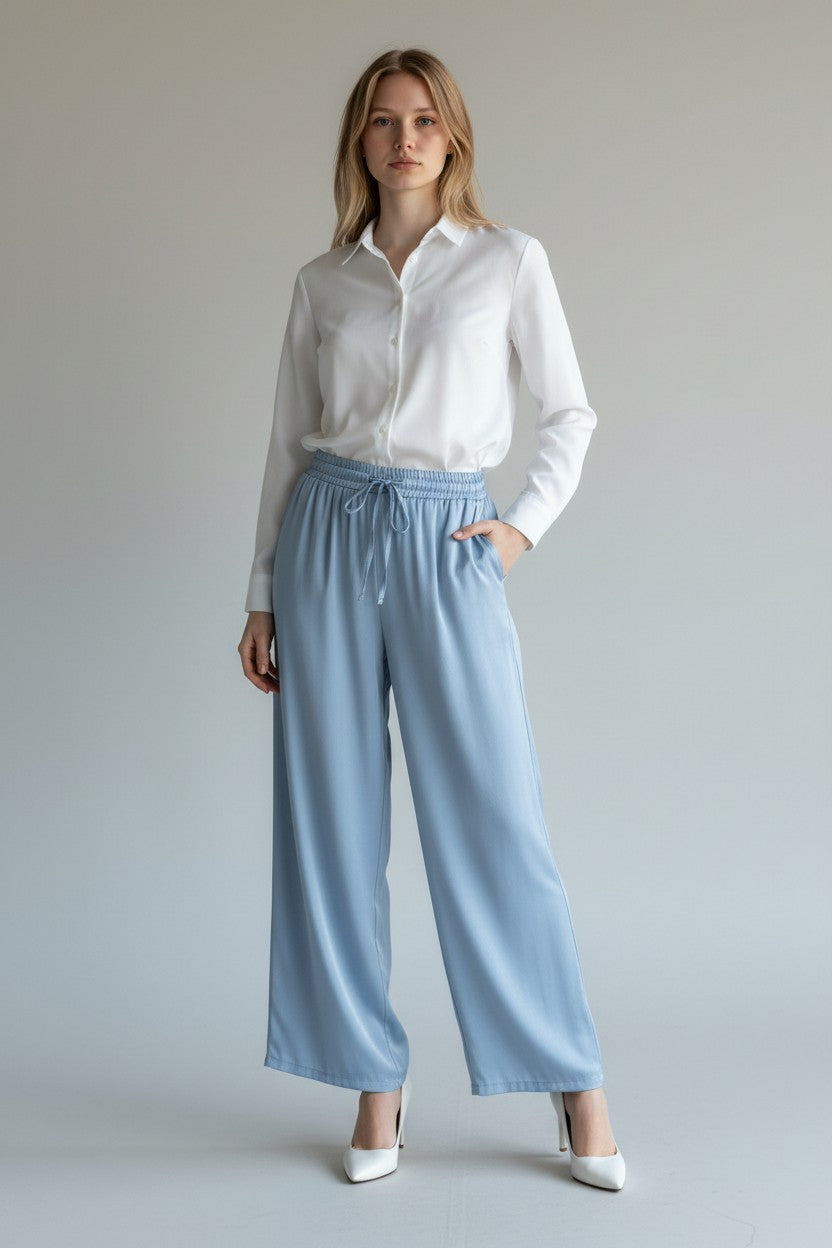 Charger l'image dans la galerie, Pantalon palazzo en tencel luisant
